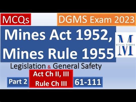 Mcqs Part Mines Act Mines Rule Legislation General