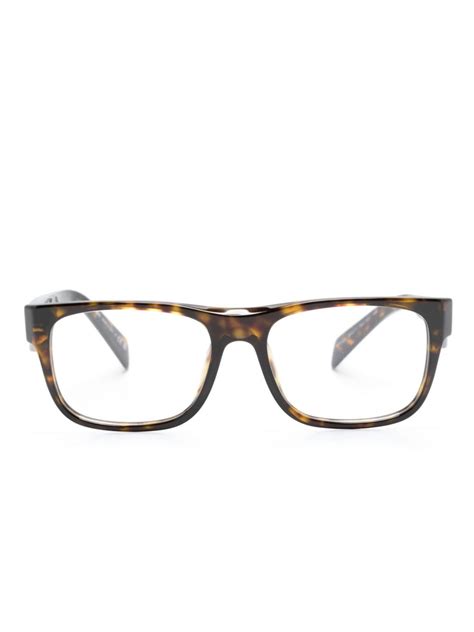 Prada Eyewear Tortoiseshell Effect Square Frame Glasses Brown 267