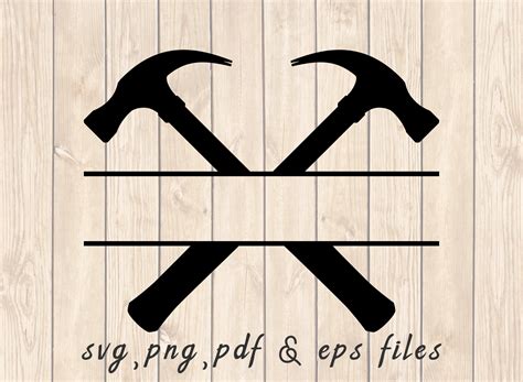 Crossed Hammers Split Name Frame Svg Png Pdf Craft Cutting Etsy