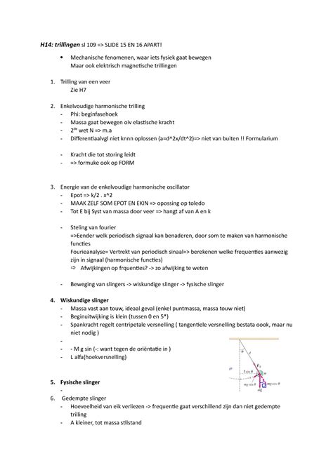 H14 Dit Zijn Mijn Notities H14 Trillingen Sl 109 SLIDE 15 EN 16