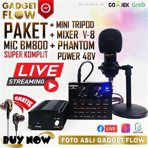 Jual PAKET KOMPLIT Mic BM800 BM 800 BM 800 Soundcard V8 Phantom Power