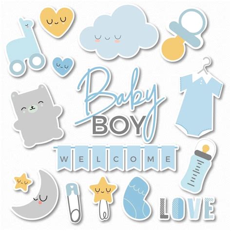 Premium Vector | Welcome baby boy stickers