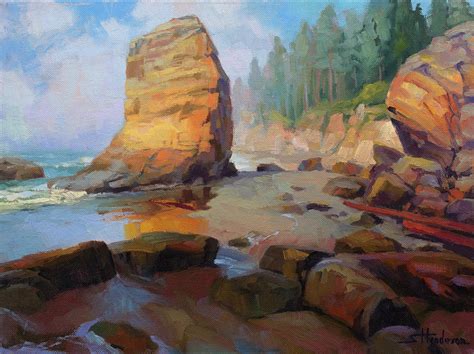 Otter Rock Beach Painting by Steve Henderson - Pixels