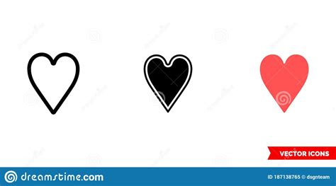 Heart Suit Icon Of 3 Types Isolated Vector Sign Symbol Stock Vector