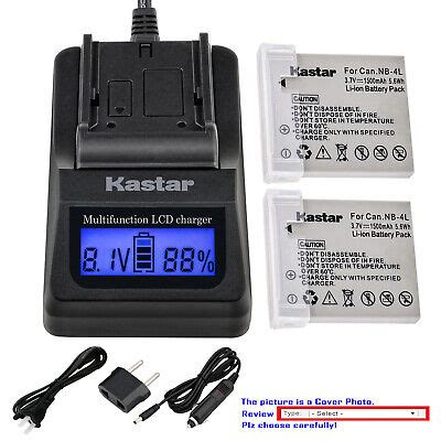 Kastar Battery Lcd Fast Charger For Canon Nb L Nb Lh Powershot Sd