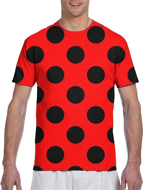 Kteubro Big Polka Dot Red And Black Lightweight Men S Base Short Sleeve