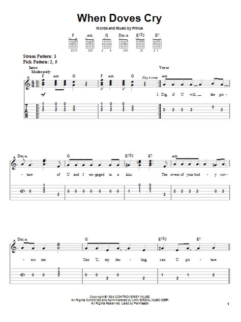 When Doves Cry by Prince - Easy Guitar Tab - Guitar Instructor