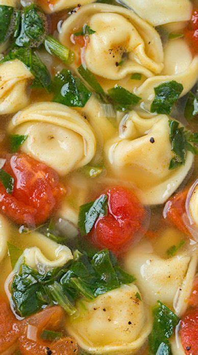 Fresh Spinach Tomato And Garlic Tortellini Soup Recipe Tortellini Soup Recipe Tortellini