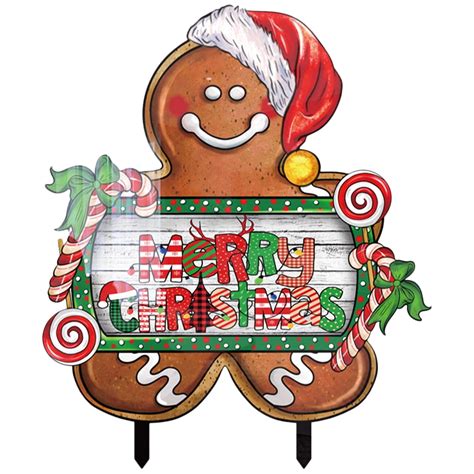 Christmas Gingerbread Man Yard Sign Yard Garden Yard Signs Stake