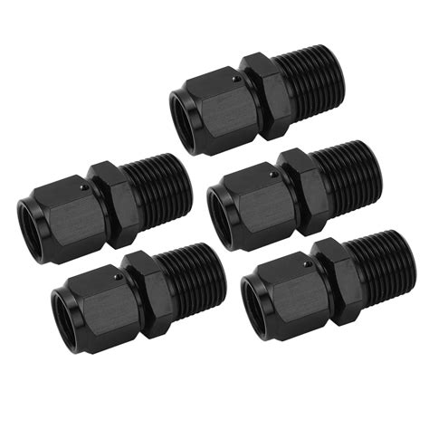 5 Pcs 6an Female To 3 8 Npt Male Adapter Aluminum Alloy Black Easy Replaceable Straight 6an To 3