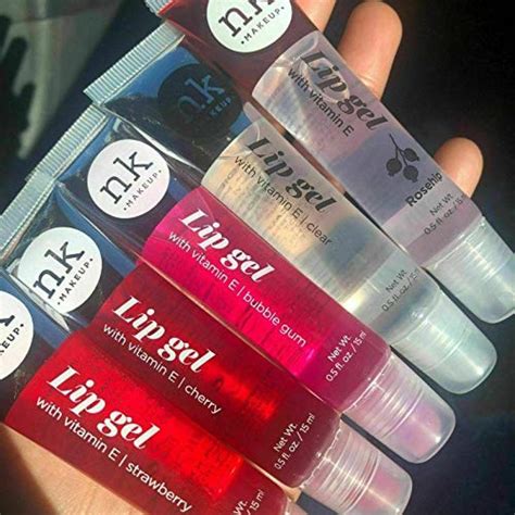 5 Pack Nk Lip Gel With Vitamin E Bubble Gum Argan Strawberry Cherry And Rosehip Lip Gloss By