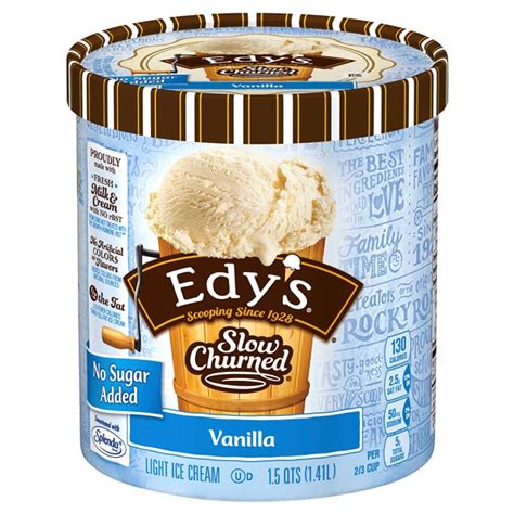 Dreyers Edys Slow Churned Vanilla No Sugar Added Light Ice Cream 1 5