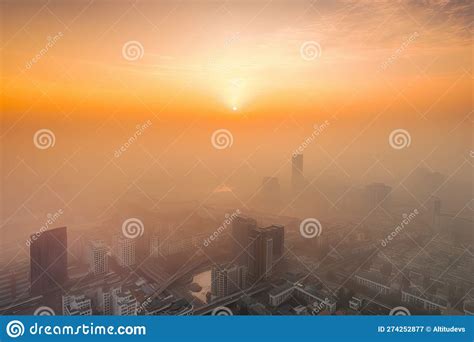 Polluted Skyline Photograph Of City Skyline Obscured By Thick Layer Of