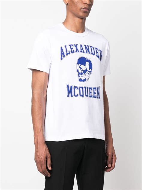 Alexander Mcqueen Logo Print Cotton T Shirt White Farfetch