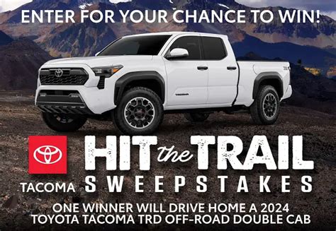 Bass Master Toyota Tacoma Hit The Trail Sweepstakes Win 2024 Toyota