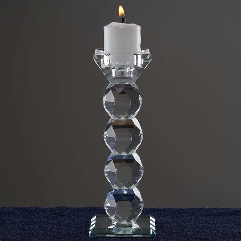 Clear 7 Tall Crystal Candle And Taper Holder Pedestal