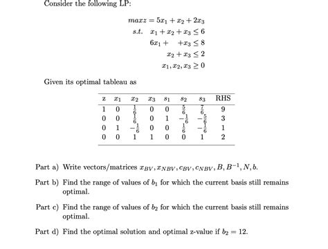 Solved Consider The Following Lp Max Z 5x1 X2 2x3