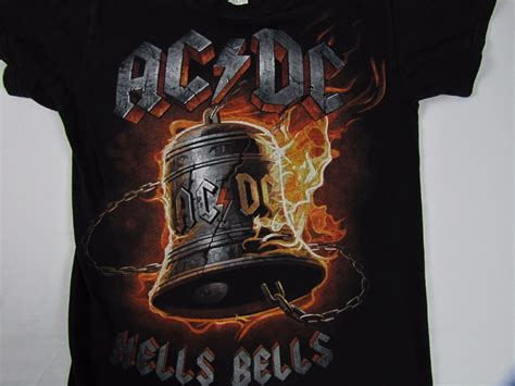 Acdc Vintage T Shirt Rock And Roll Hells Bells Ac Dc Tshirt Black