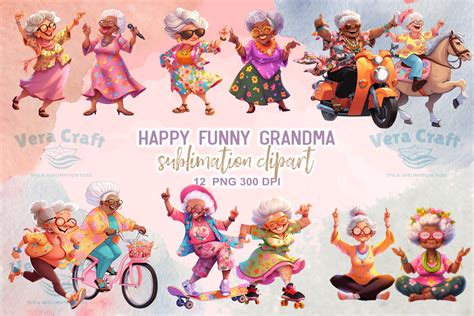 Happy Funny Grandma Sublimation Clipart Graphic By Vera Craft