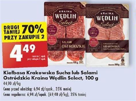 Promocja Kiełbasa Krakowska Sucha lub Salami Ostródzkie Kraina Wędlin