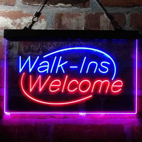 Walk Ins Welcome Display Shop Dual Color LED Neon Sign Etsy