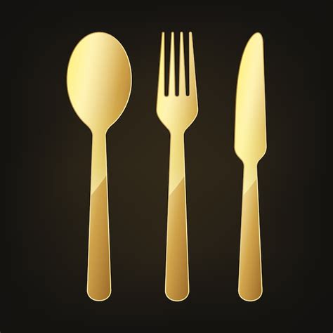 Premium Vector Gold Knife Fork And Spoon Icon