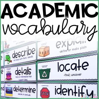 Academic Vocabulary Word Wall Cards With Pictures By First Grade Frame