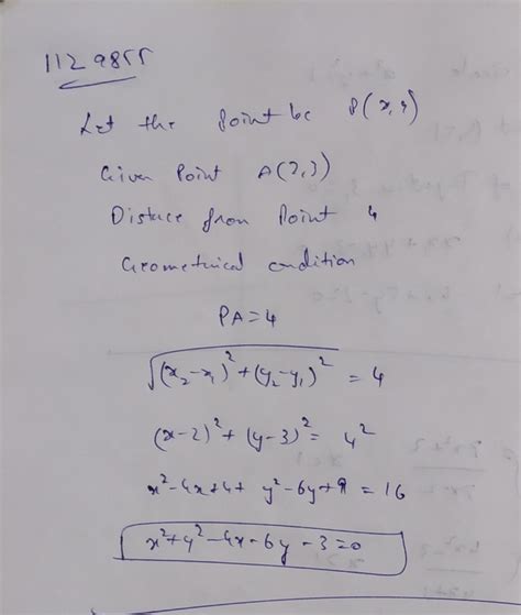 Find The Locus Of Point Which Is 4 Units From 2 3