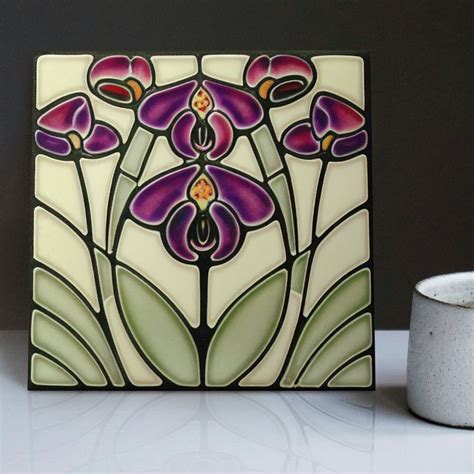 Art Nouveau Nemesia Dazzle Me Lilac Symmetrical Ceramic Tile Zazzle