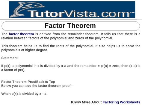 Factor Theorem by tutorvista Team - Issuu