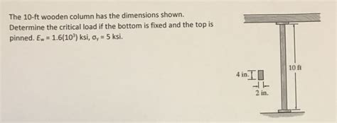 Solved The 10 Ft Wooden Column Has The Dimensions Shown Chegg