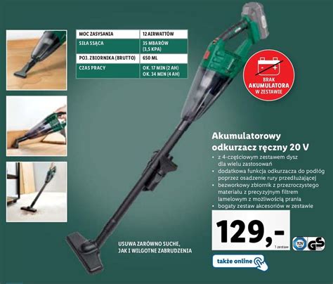 Promocja Odkurzacz Akumulatorowy 20 V Parkside Lidl