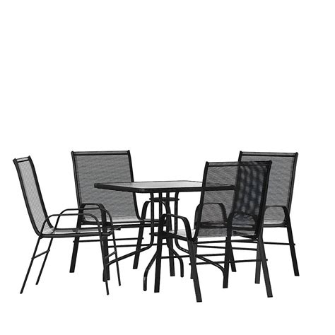 Alamont Home Brazos Outdoor Square Contemporary Piece Patio Set Black