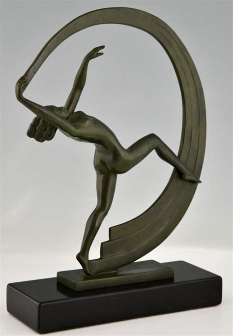 Art Deco Sculpture Nude Scarf Dancer Bacchanale Deconamic