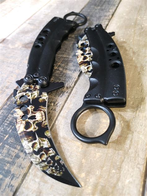 85 Inch Tiger Usa Karambit Spring Assisted Style Knife Skull