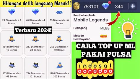 CARA TOP UP DIAMOND ML PAKAI PULSA INDOSAT TERBARU 2024 YouTube