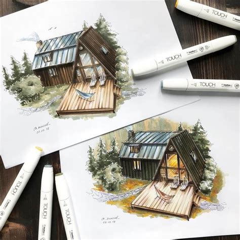 Colored Pens And Architectural Drawings Landscape Design Drawings