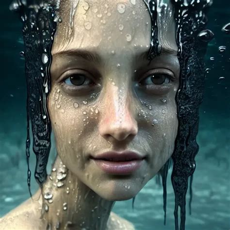 Portrait Of Woman Submerged Underwater Wet Hair And Openart