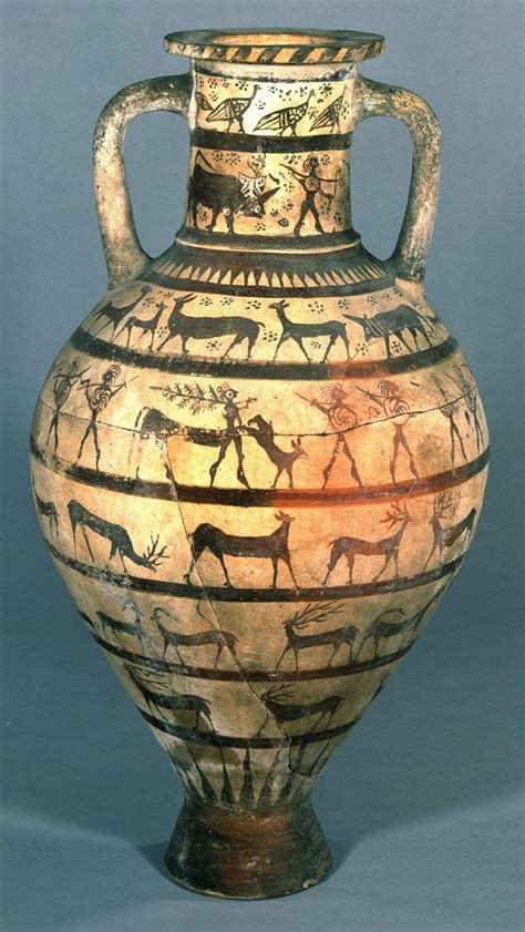 Pottery Amphora Decorated With Cavalrymen Warriors Chimaera And