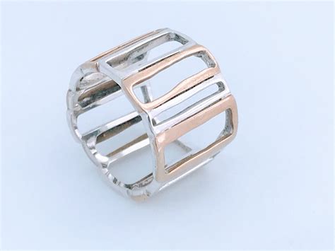 Silpada Sterling Silver Open Framework Two Tone Wide Band Ring