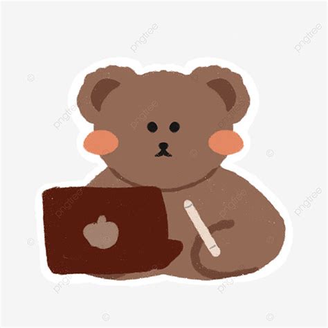 Lindo Oso Coreano Con Pegatinas De Laptop Png Etiqueta Engomada Del