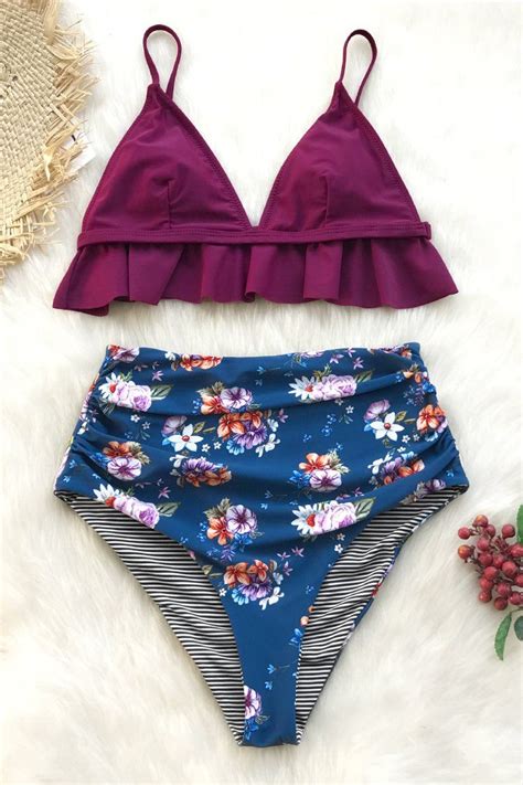 Plum And Floral Reversible Bikini Reversible Bikinis Bikinis Floral