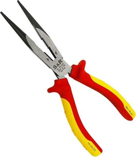 S R VDE Long Flat Nose Pliers 200 Mm Series 1000V Insulated For