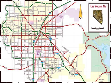 Large Road Map Of Las Vegas City Las Vegas Nevada State USA