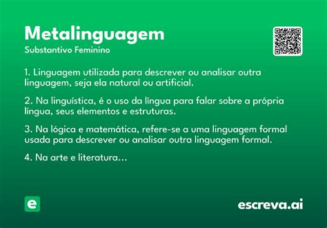 Definir Metalinguagem - Metalinguagem - Significado e Sinônimo - escreva.ai