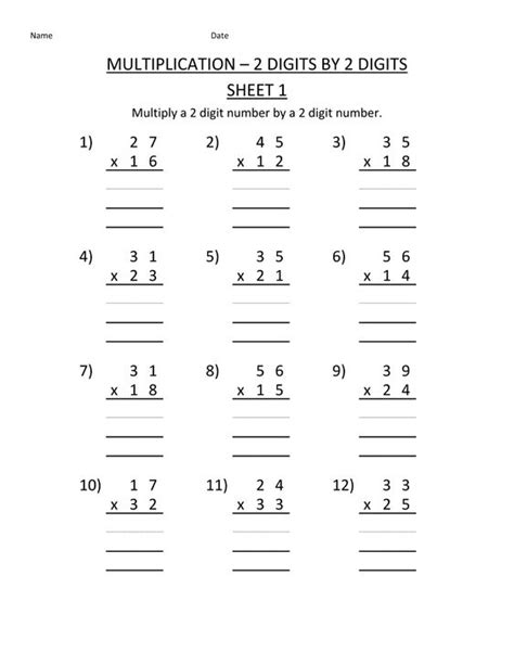 Math Worksheets For 4th Grade Multiplication And Division