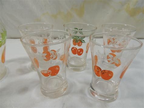 Vintage Orange Juice Pitcher And Glasses Set