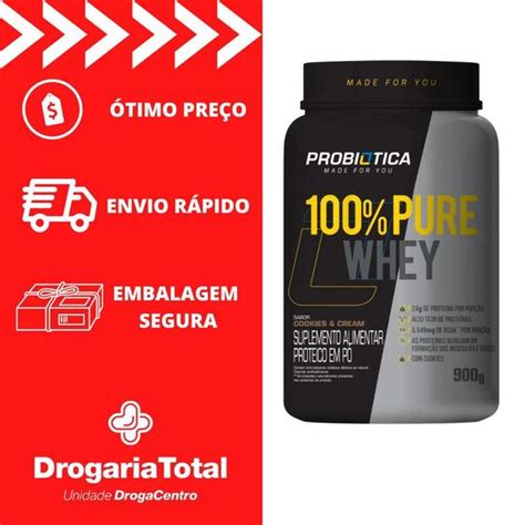 Whey 100 Pure Whey Probiótica Pote 900g Sabor Cookies Cream