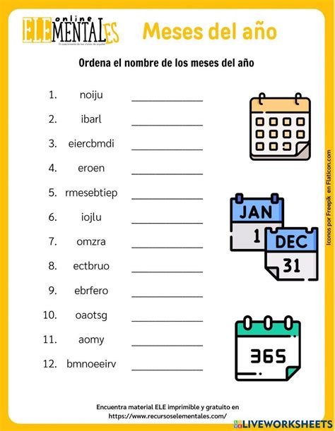 Meses del año interactive worksheet Live Worksheets Worksheets Library