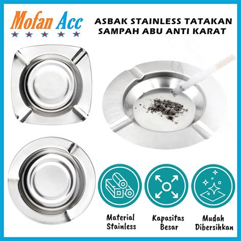 Jual Asbak Rokok Stainless Steel Anti Karat 12 Cm Tempat Abu Ampas